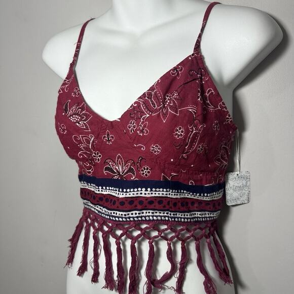 NWT Free People Red Bandana Cropped Top Boho Festival Coastal Cowgirl Western - Picture 3 of 10